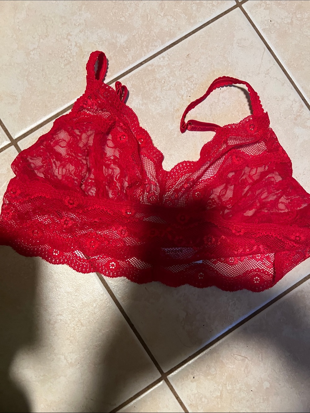 Delicate Red Lace Bralette with Adjustable Straps